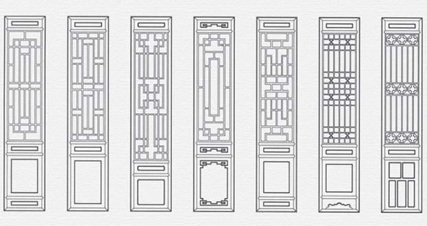 柏乡常用中式仿古花窗图案隔断设计图